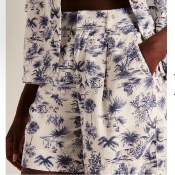 ABERCROMBIE & Fitch Linen-blend Tailored Shorts  Tropical Medium - Picture 2 of 7